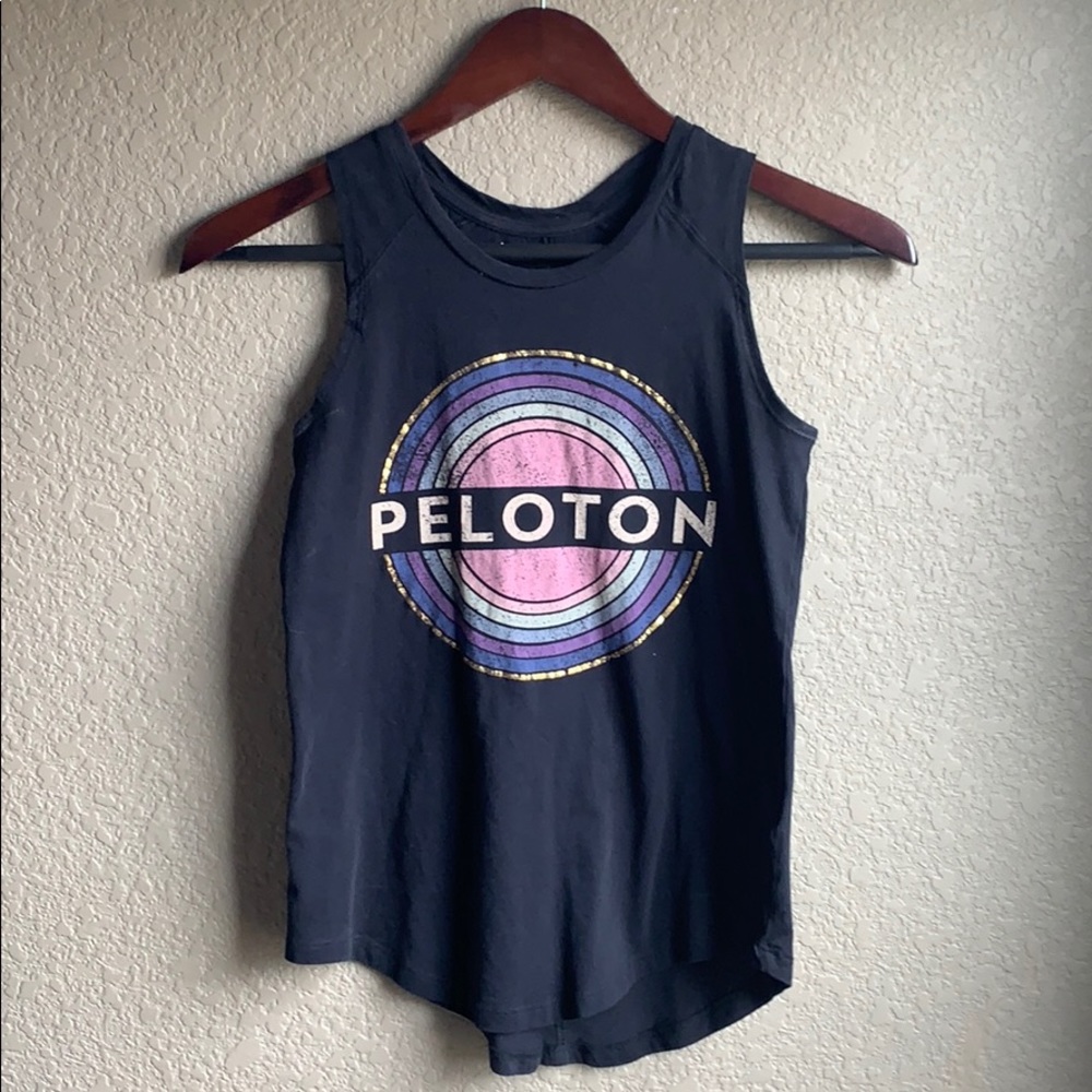 Peloton black pink gold tank top workout XS